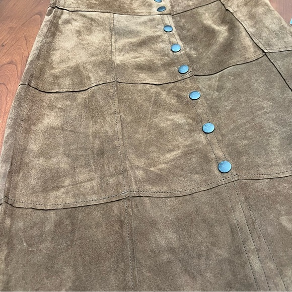 Vintage Gap Suede Leather Knee Length a-line Pencil Skirt Brown sz4, 14.5” waist - Picture 7 of 12